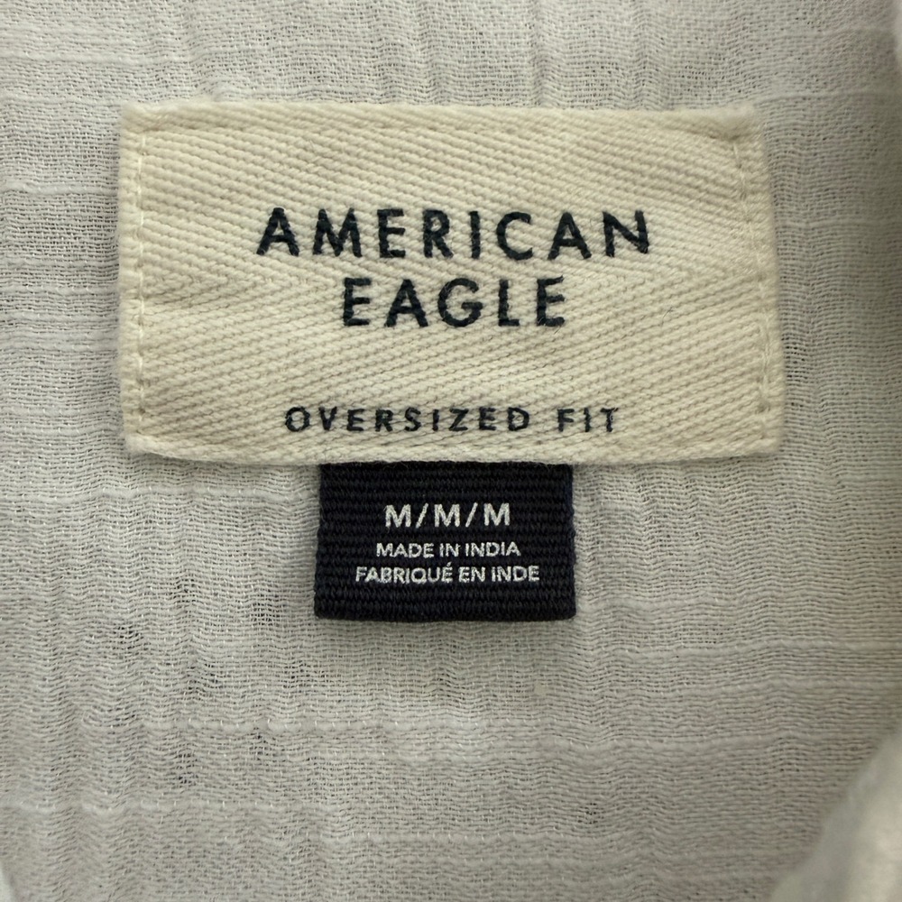 American Eagle White Eyelet Oversized Button Down Shirt M Coastal Boho Layering - Picture 6 of 6